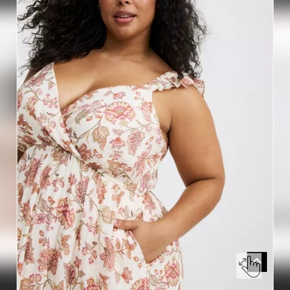 Torrid Cream and Pink Floral Maxi Dress - Picture 5 of 9